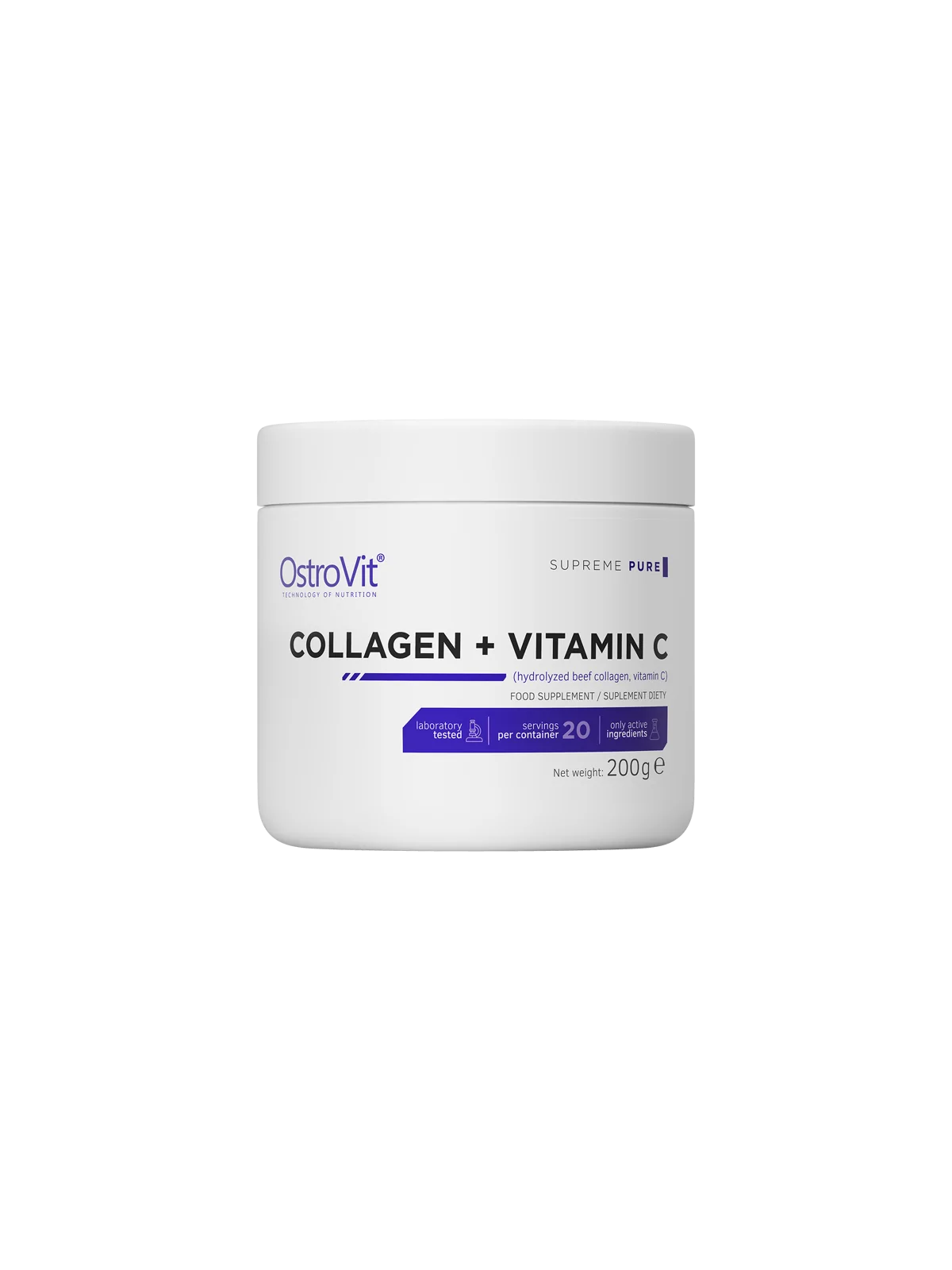 Kollageenijauhe Supreme Pure OstroVit + Vitamin C 200 g